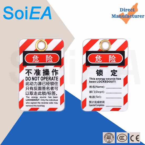 Ausrüstung gesperrt Isolierung Sicherheitsverriegelung Tagout PVC Warnschild
